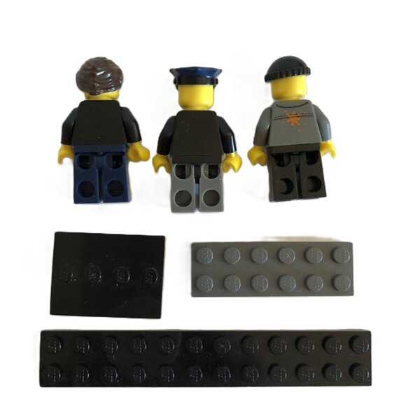 LEGO 3 Mini Figures Brown Hair 93230 Beanie Hat Police Hat 11259 Constable Body - Picture 2 of 5